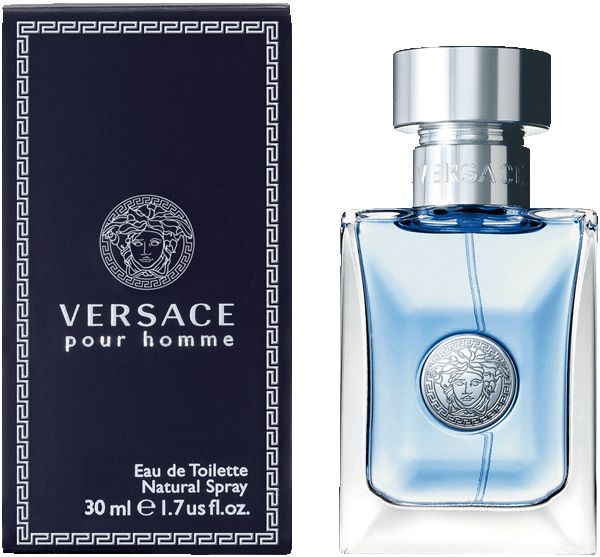 Rechteckiger Glasflakon mit silbernem Verschluss. Blaue Flüssigkeit. Blaue Verpackung mit Logo und Schriftzug.