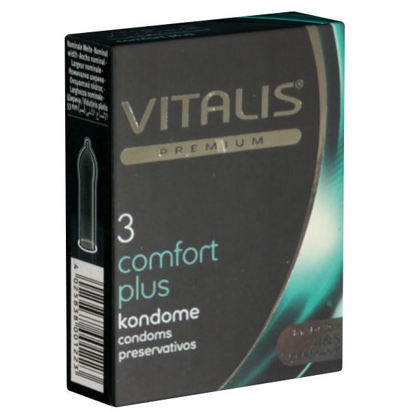 Vitalis PREMIUM *Comfort Plus* Kondome mit mehr Freiraum für die empfindliche Eichel