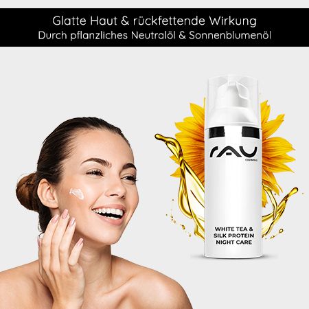 RAU Cosmetics White Tea & Silk Protein Night Care reichhaltige Nachtcreme mit Seidenproteinen