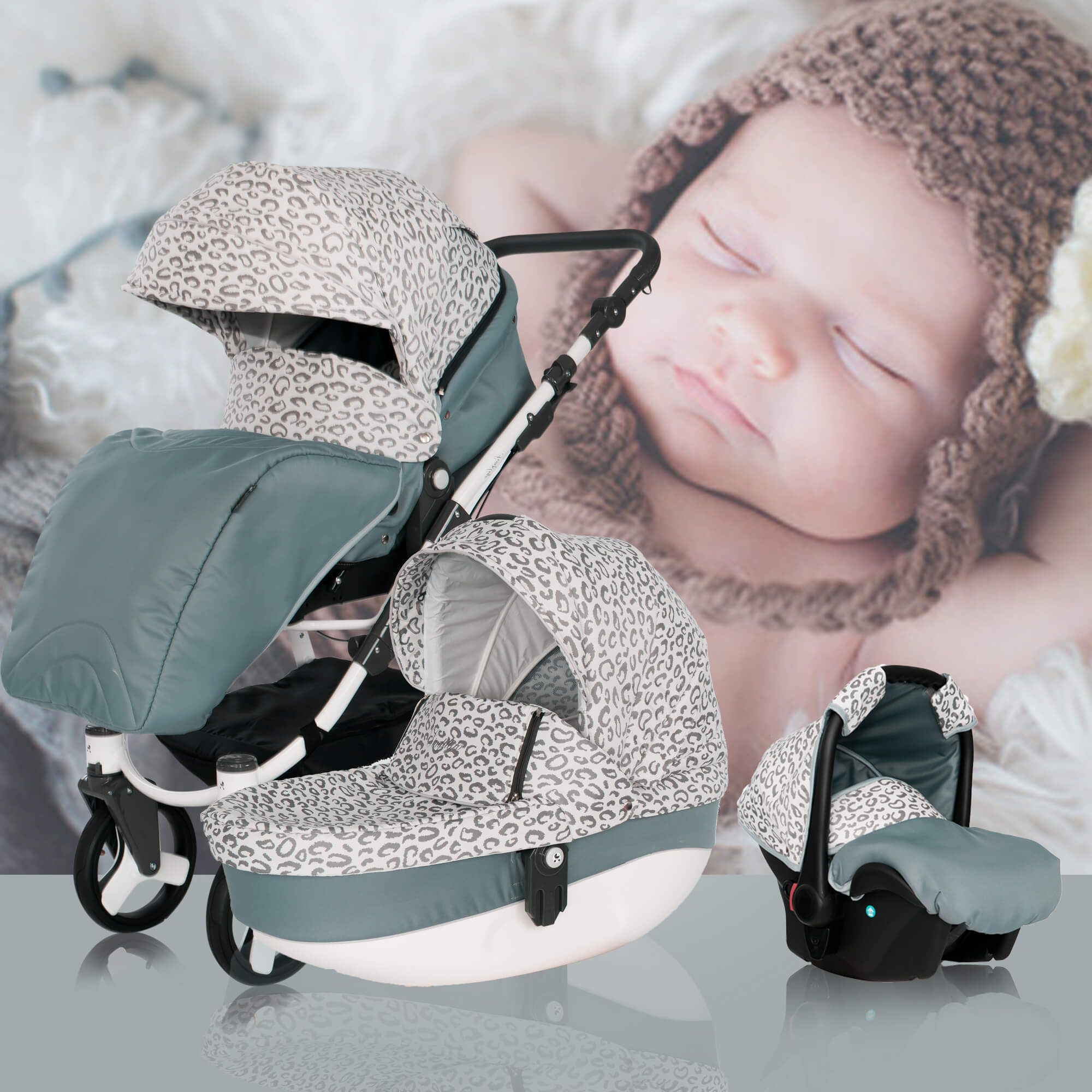 Friedrich Hugo Simpligo 2 in 1 Kinderwagen, Leopard Grau (Stoff)