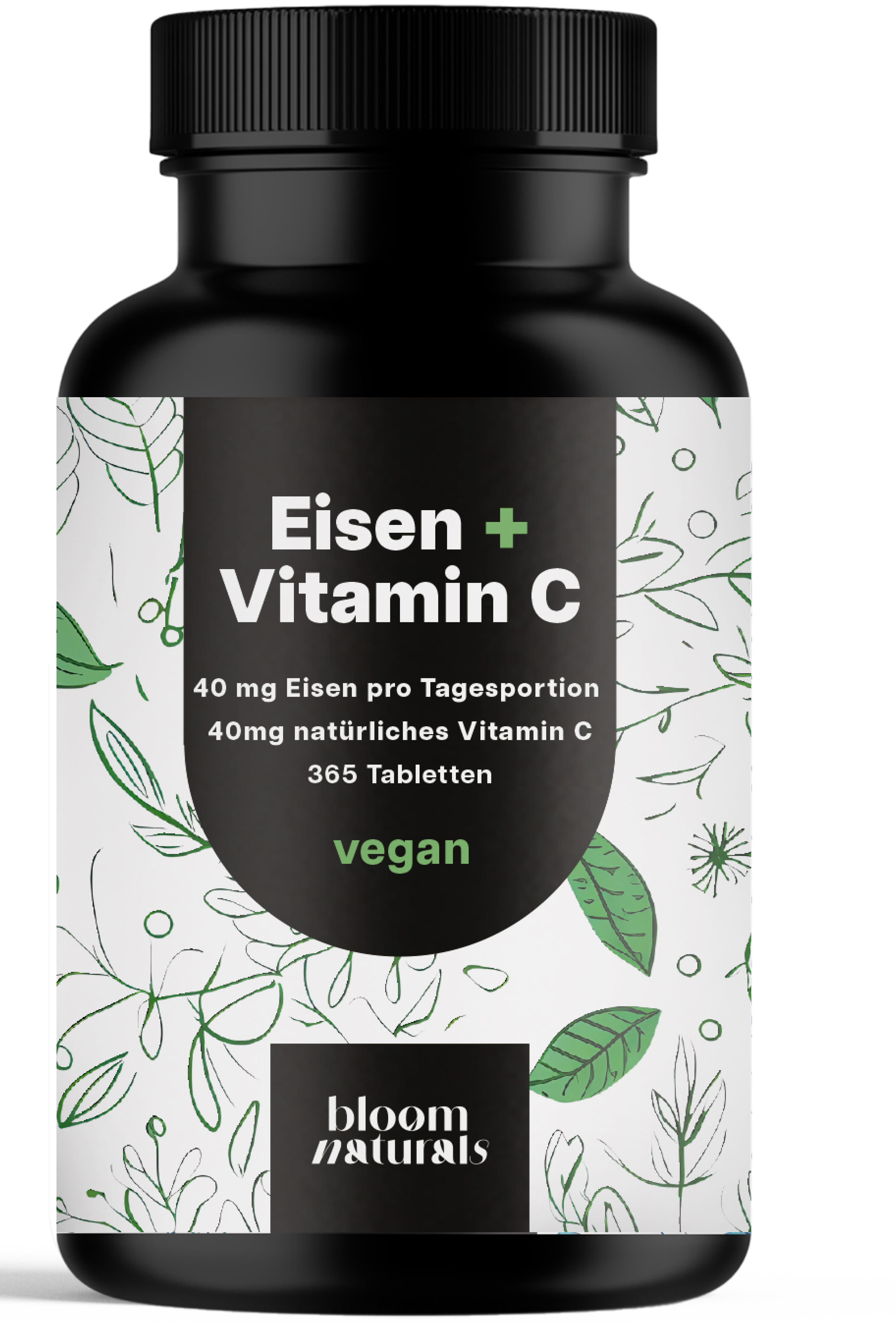Bloom Naturals Eisen Tabletten mit Vitamin C