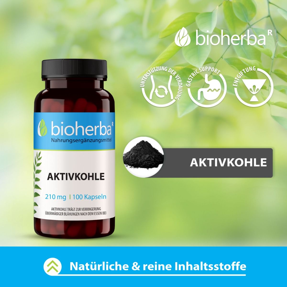 Aktivkohle 210 mg 100 Kapseln  PZN 18216031