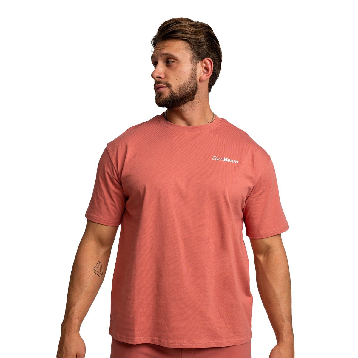 GymBeam T-Shirt Herren oversized Kurzarm aus Baumwolle in Zimt 1 St