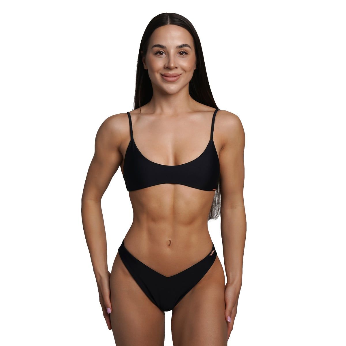 GymBeam Bikini-Unterteil Damen HAWAII im V-förmigen brasilianischen Stil in Schwarz