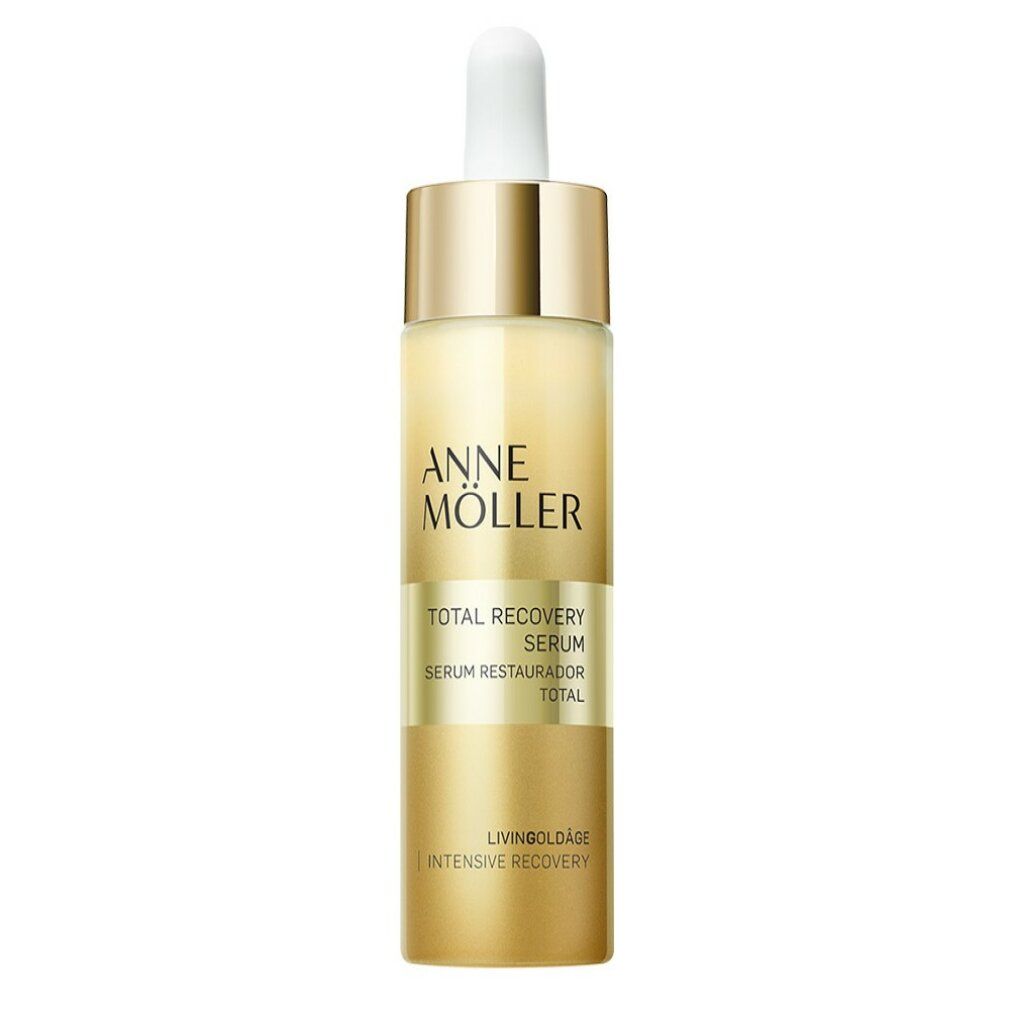 Anne Möller Livingoldâge Total Recovery Serum in goldener Flasche mit Pipette.