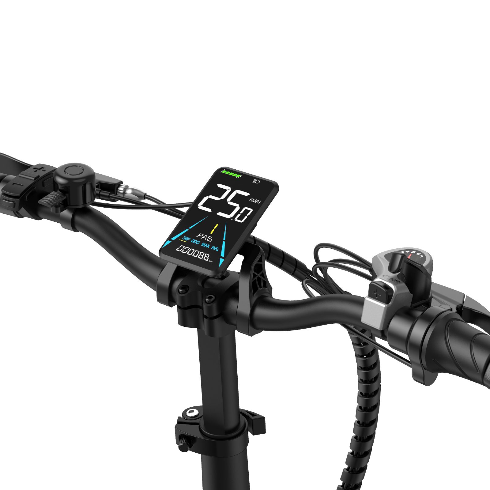 Fahrradlenker mit Display. Zeigt Geschwindigkeit und weitere Informationen an.