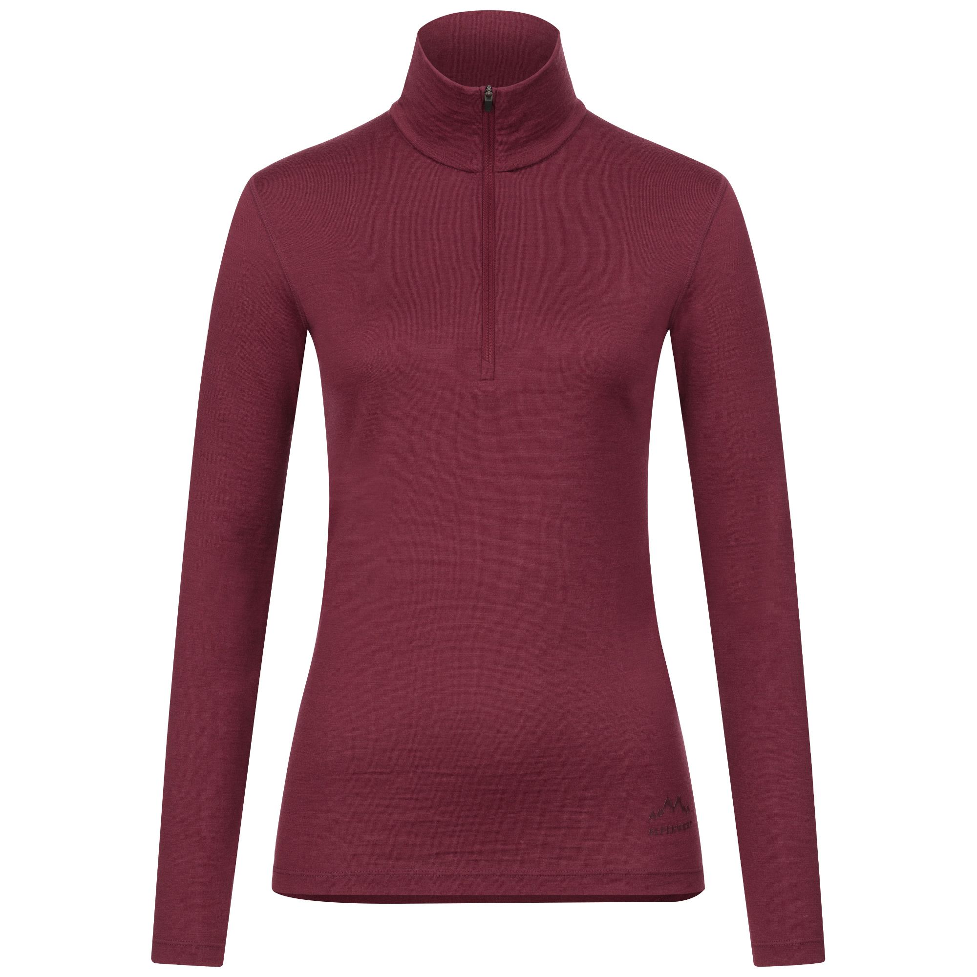 Alpenwert Zip Longsleeve Damen 100% Merino Berry Rot XS 1 St