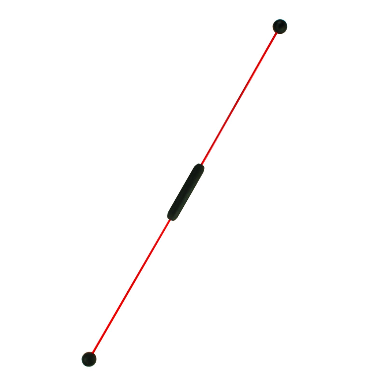 Roter Stab mit schwarzen Enden und Griff. Flexibles Fitnessgerät. Auf weißem Hintergrund.