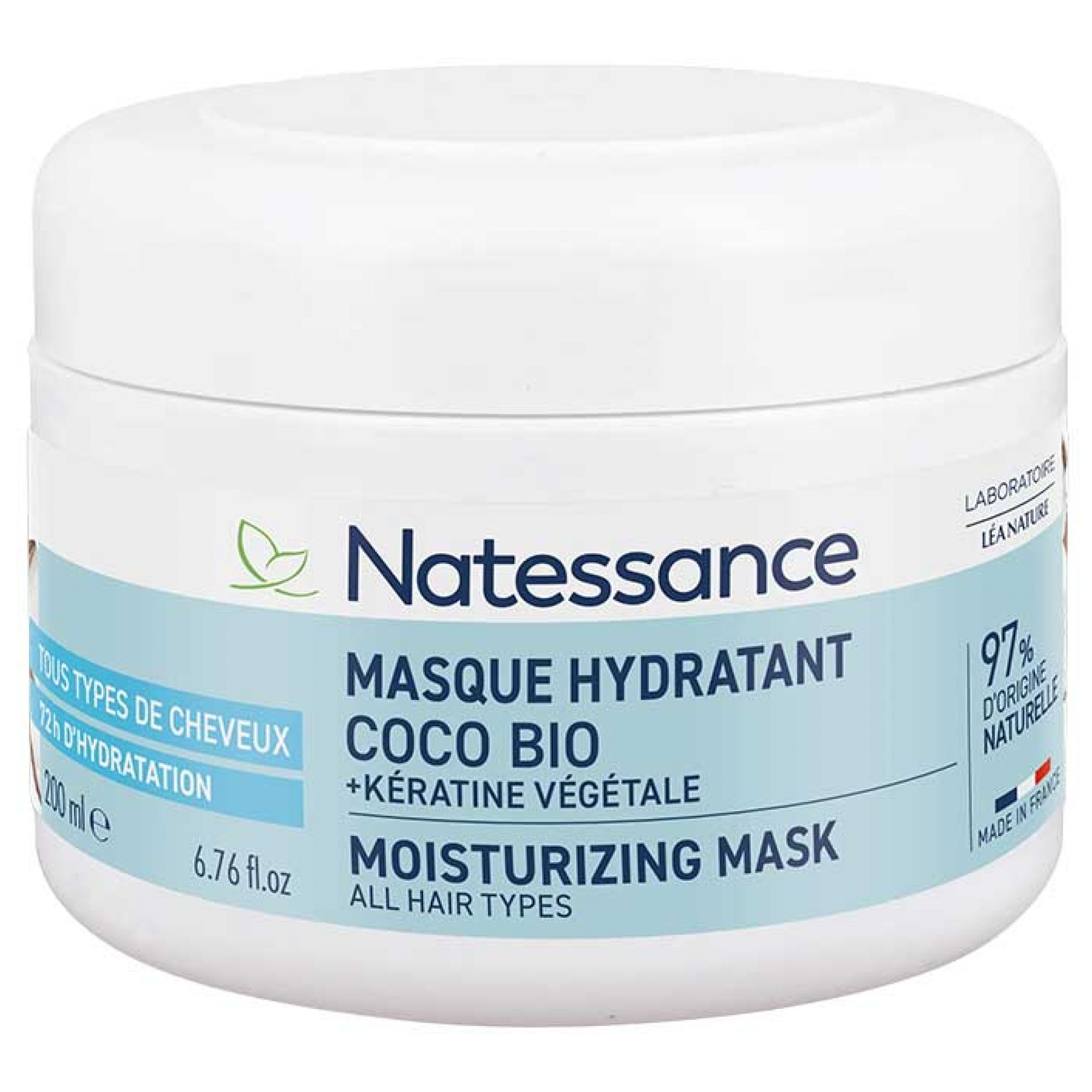Natessance Feuchtigkeitsmaske Bio-Kokosnuss & Pflanzliches Keratin 6,8x8x8 cm