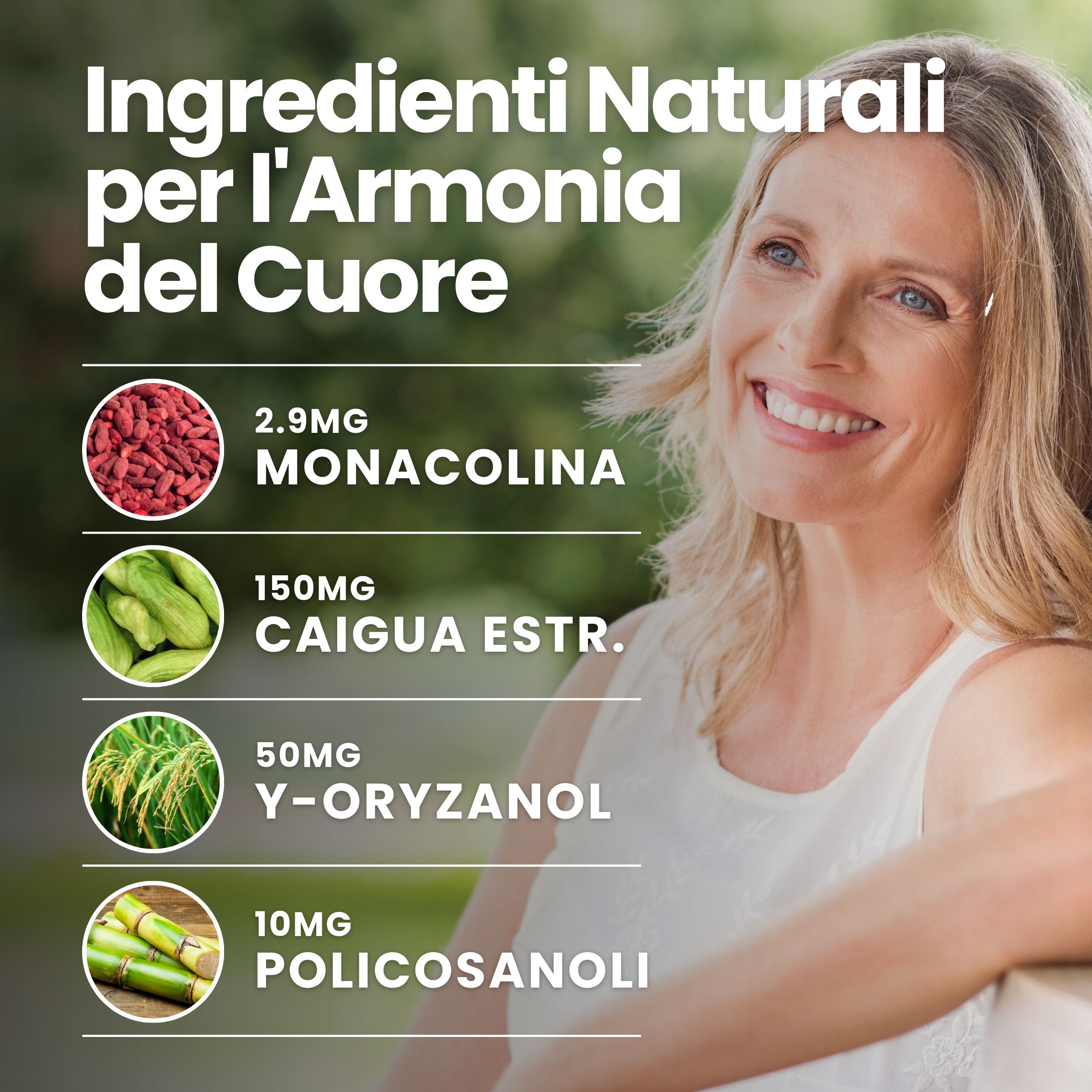 Vitastrong Colesterolo, compresse. Flacone nero, etichetta rossa. Contiene 90 compresse. Ingredienti: Monacolina, Caigua, Coenzima Q10, Cromo.