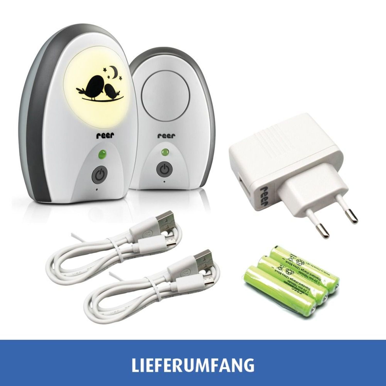Babyphone mit Nachtlicht und Vogelmotiv.