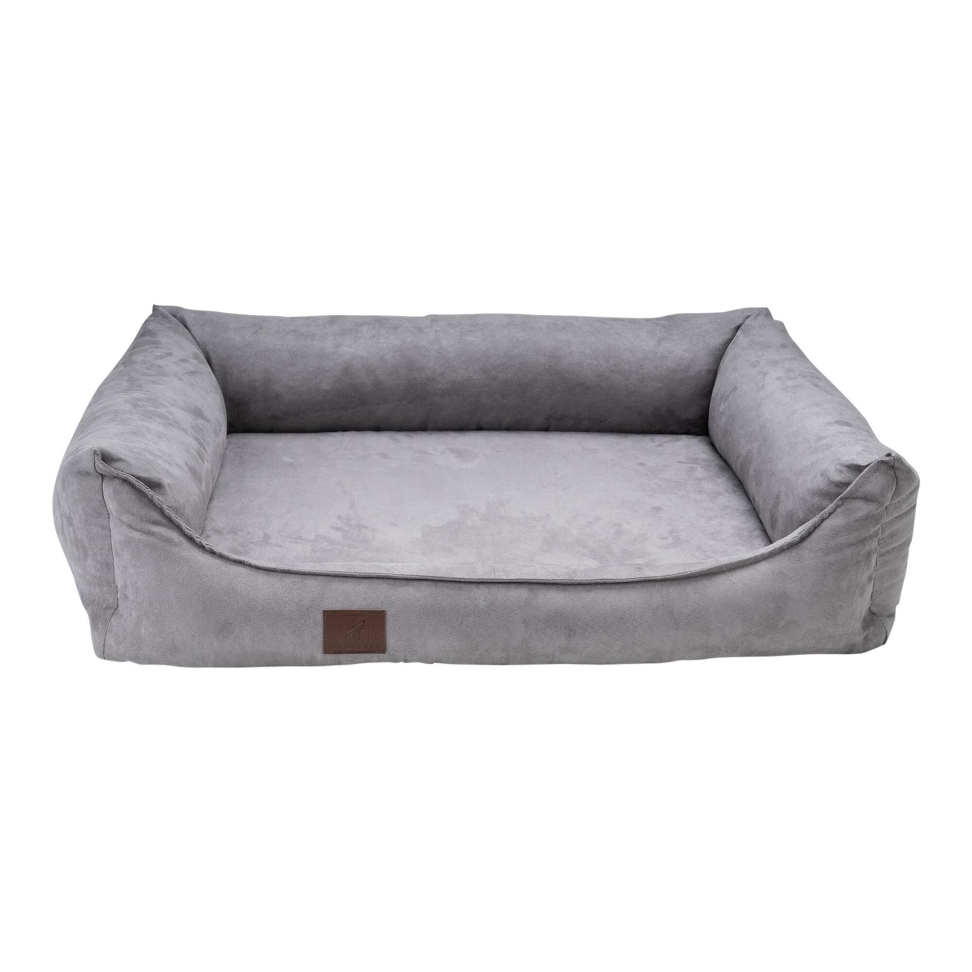orthopädisches Hundebett "Louis", Velours Optik/Wildleder Imitat, Grau, Farbe 70 x 55