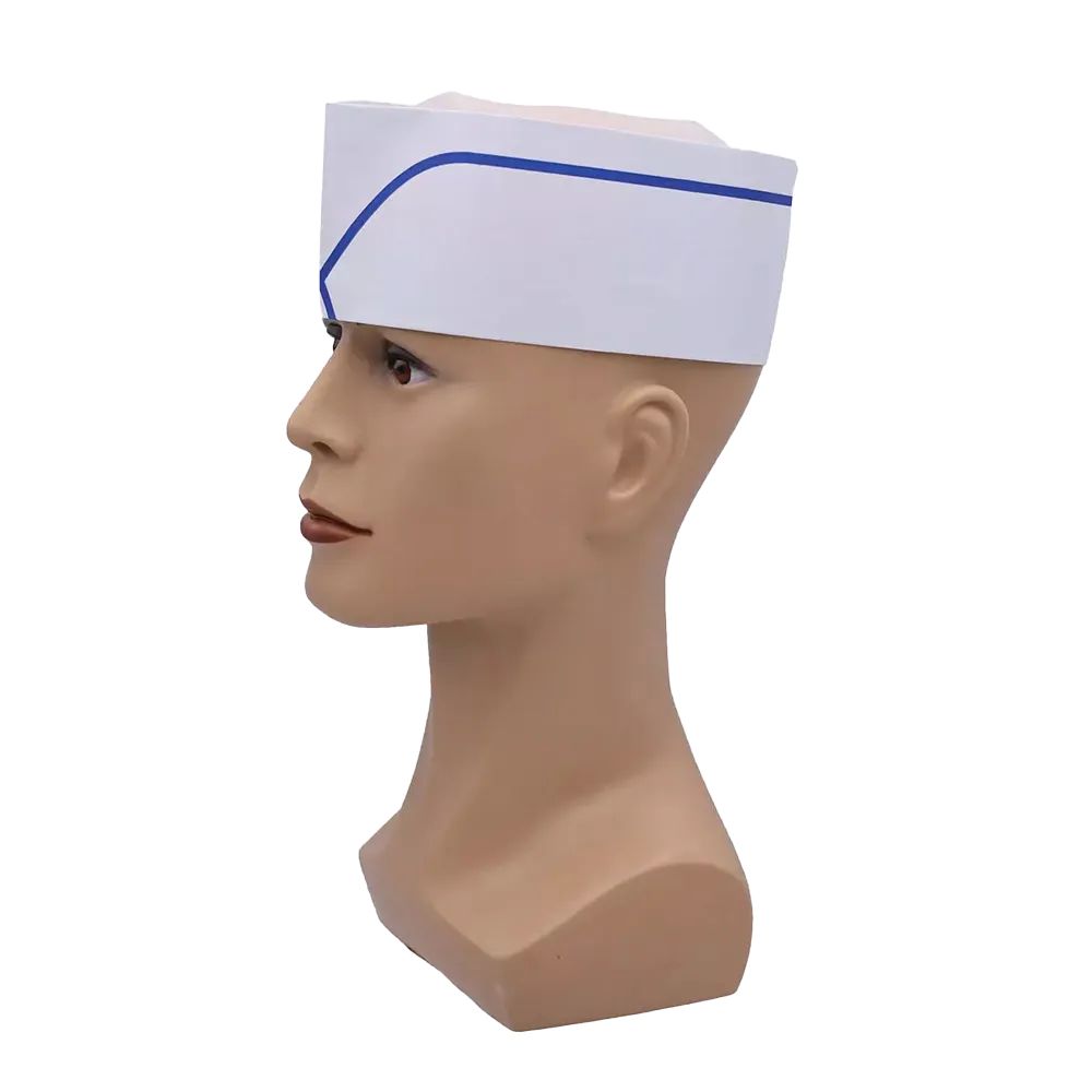 Papierschiffchen weiß,mit Vlieskrone,blauer Streif