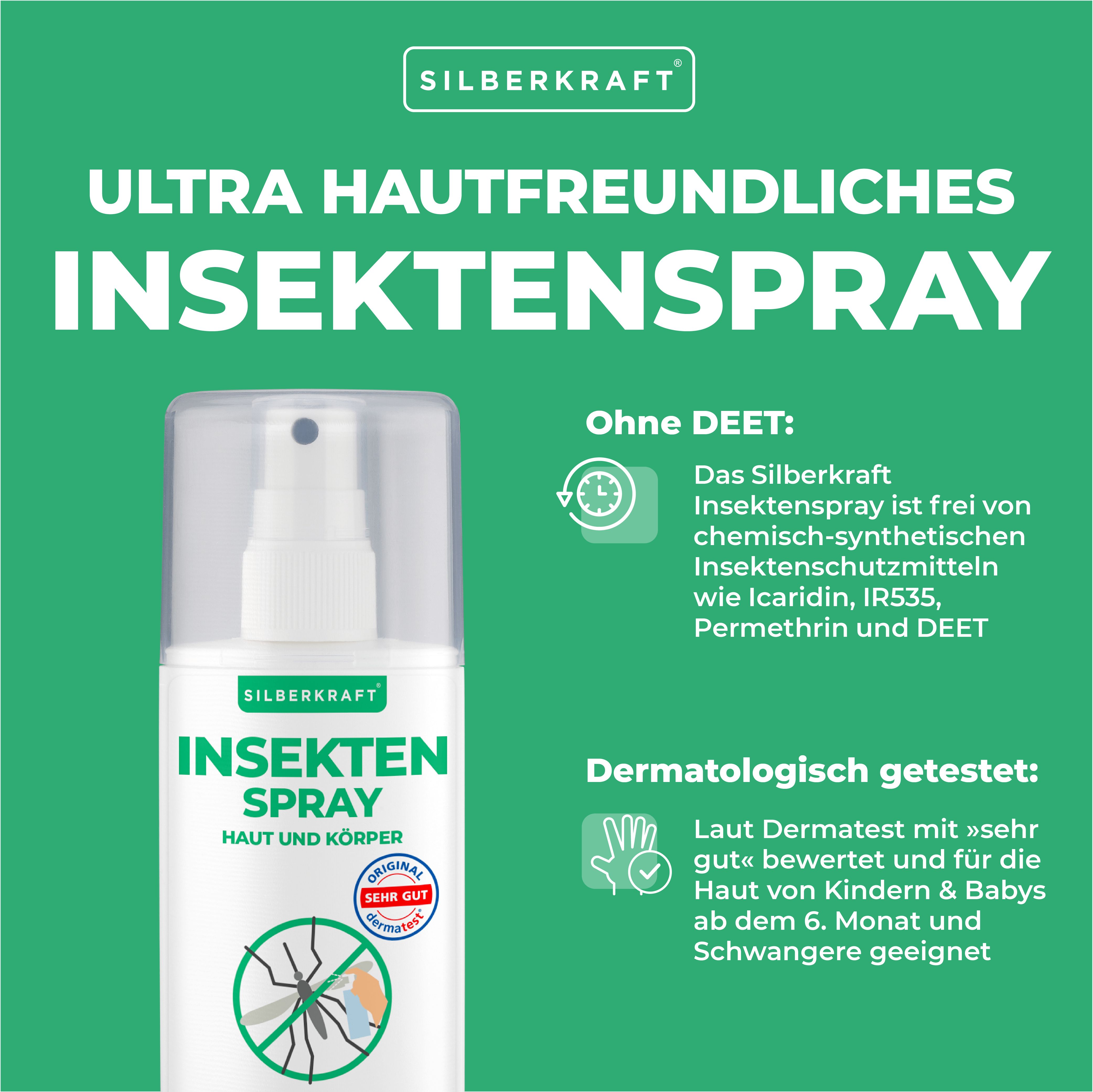 SILBERKRAFT Insektenspray Haut & Körper