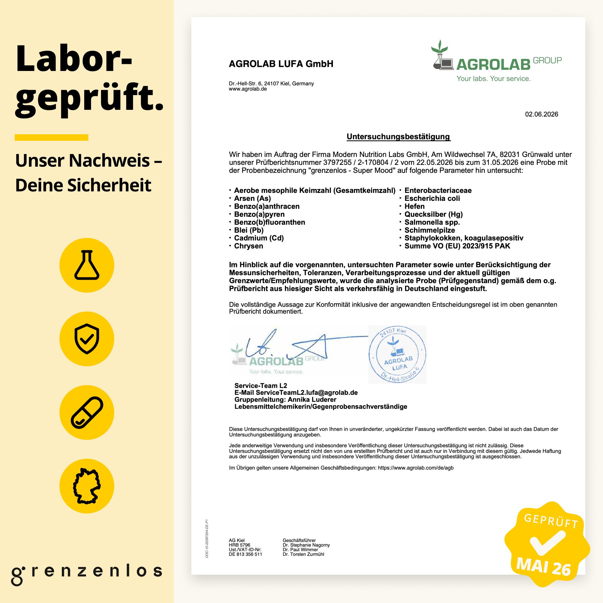 grenzenlos® SUPER MOOD 8-in-1 Stimmung Komplex | Ashwagandha, Rosenwurz & Maca | OHNE Johanniskraut