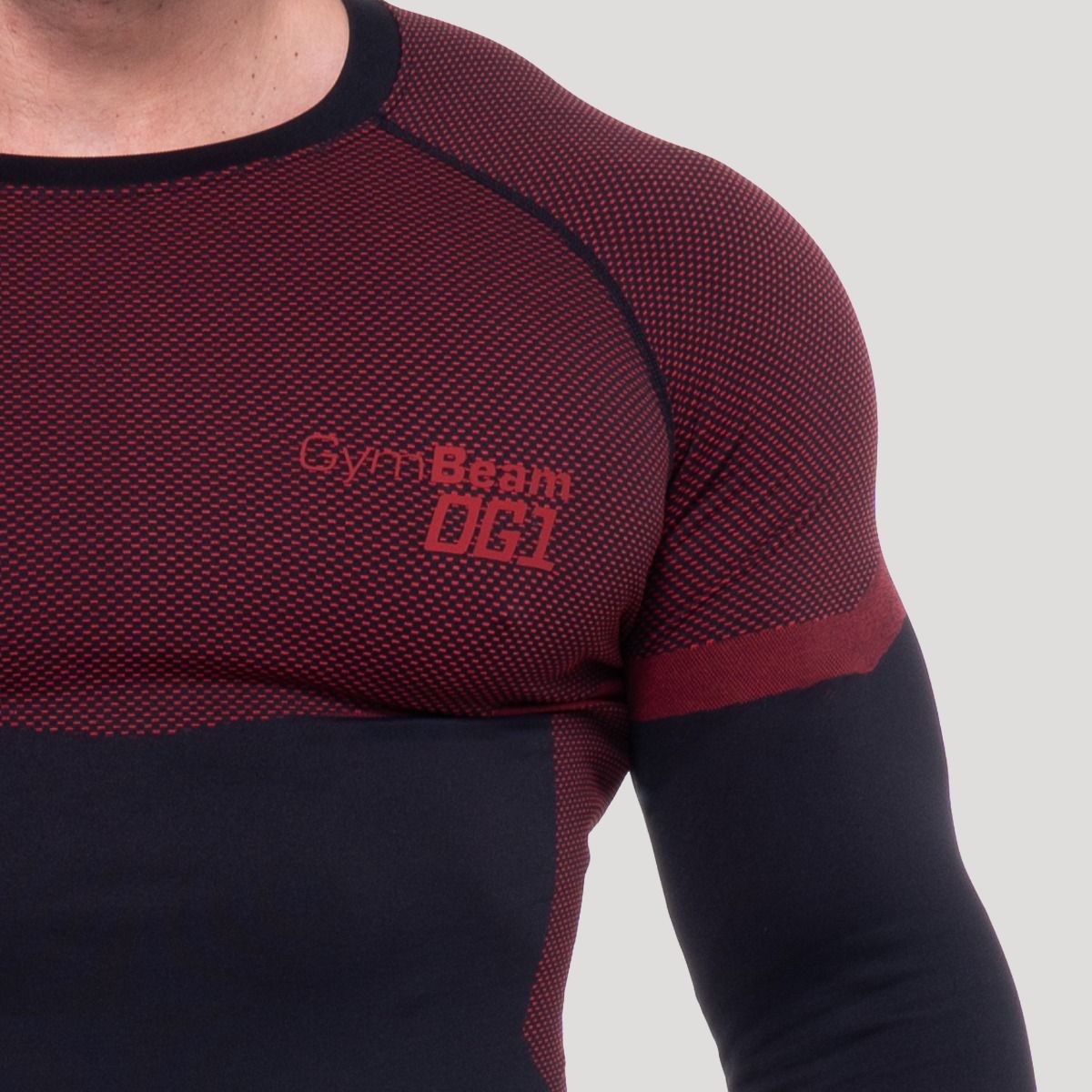 GymBeam OG1 Seamless Long Sleeve Herren Slim Black/Red Langarm