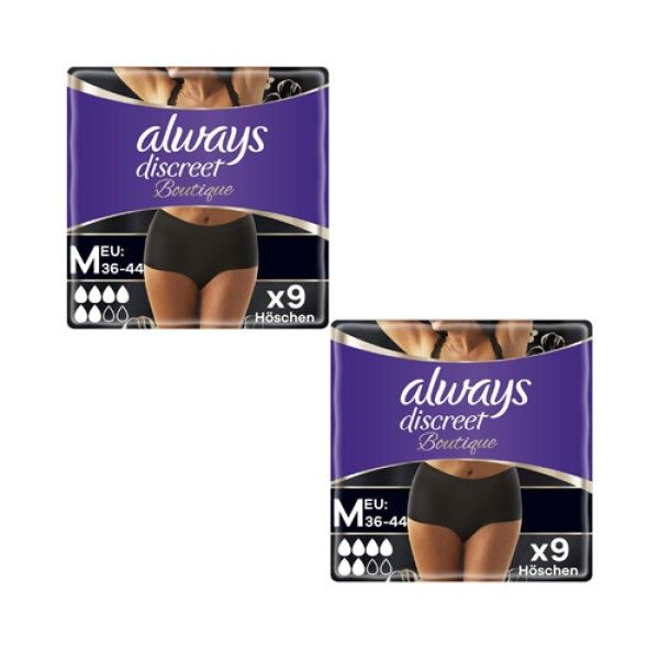 Multipack 2x always Discreet Boutique Inkontinenz Pants Black M 9St