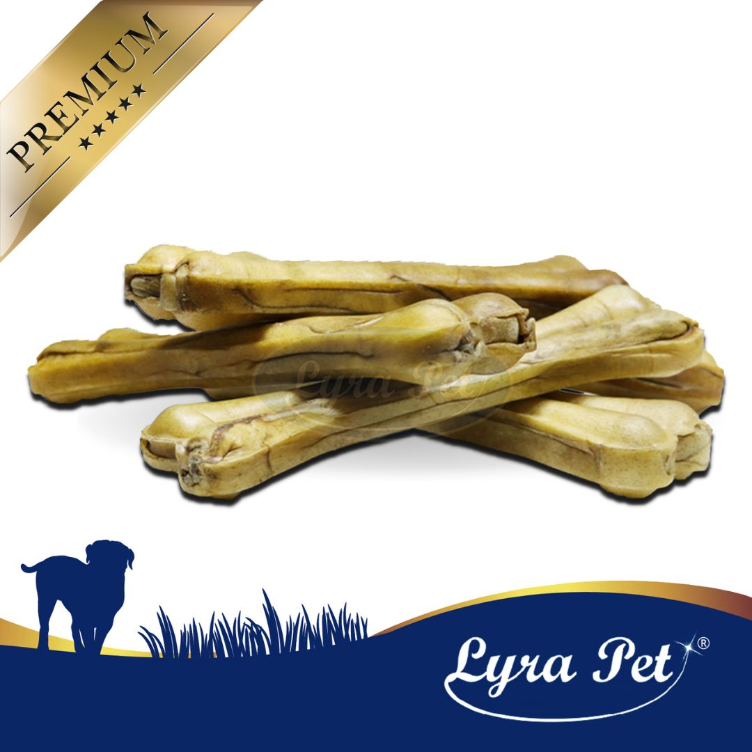 Mehrere Kauknochen. Auf weißem Hintergrund. Lyra Pet Logo. Premium-Band.