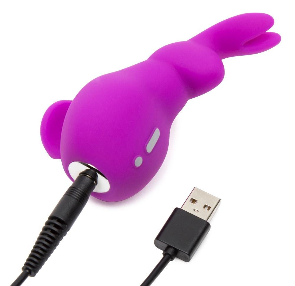 Lila Vibrator in Hasenform mit USB-Kabel. Aus Silikon.