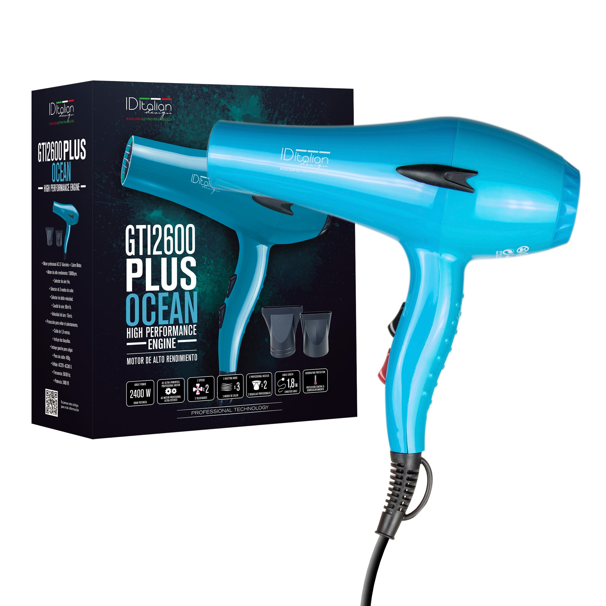Haartrockner gti 2600 ocean plus - 2200 w türkis 1 kg