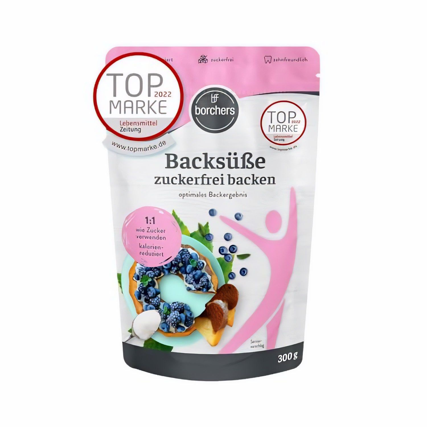 BORCHERS Backsüße, Streusüße zum Backen, auf Grundlage von Erythrit und Xylit, 1:1 wie Zucker - 300g