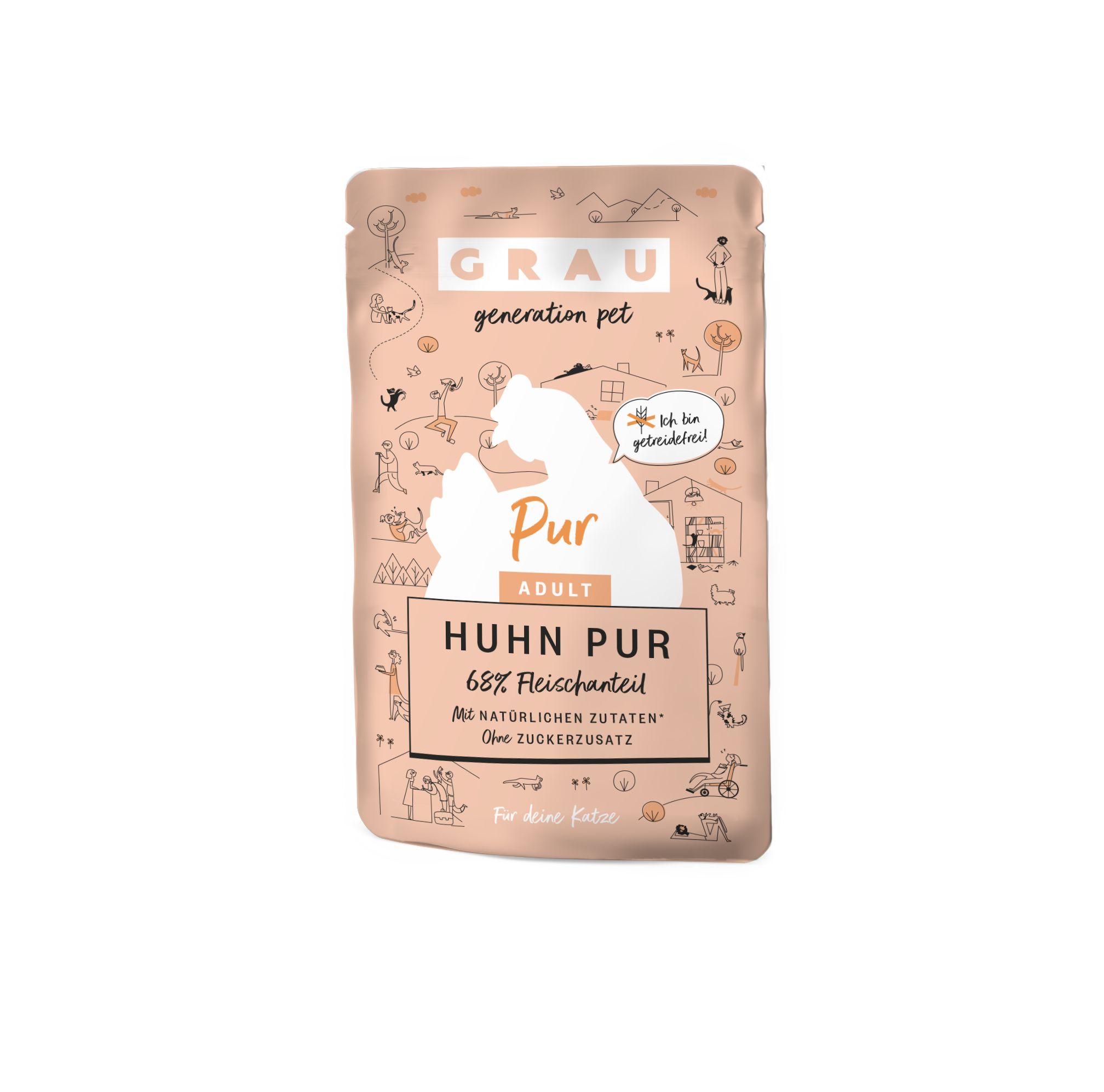 GRAU Katze Huhn pur