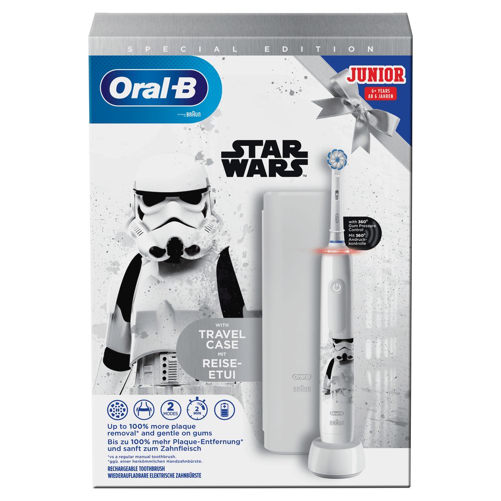 Oral-B - Elektrische Zahnbürste "Junior - Star Wars + Reiseetui" in Weiß