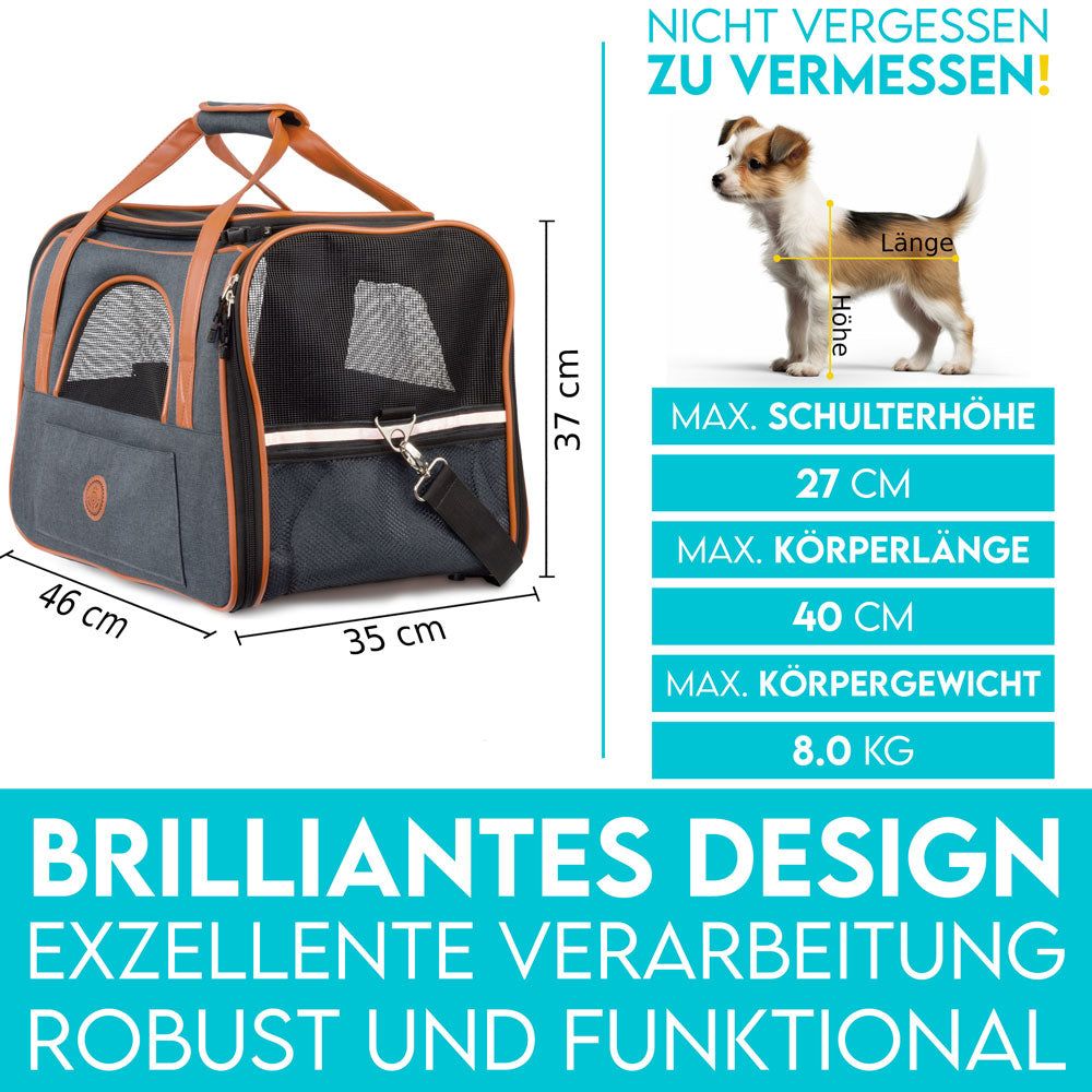 HUND IST KÖNIG® Hundetasche Katzentasche bis 8kg | robust & formstabil | faltbar & platzsparend