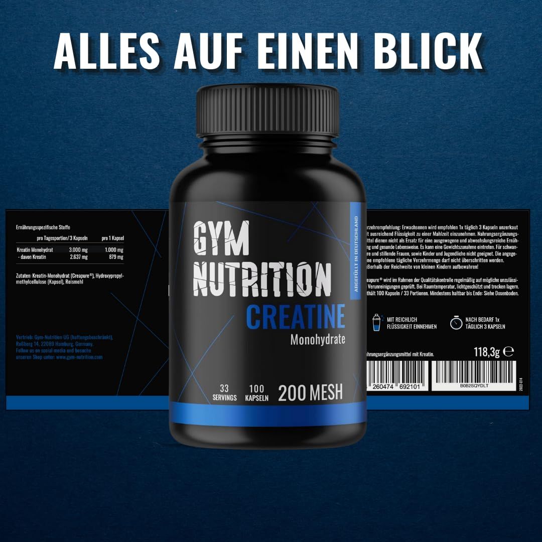 Gym Nutrition Kreatin Monohydrat Kapseln