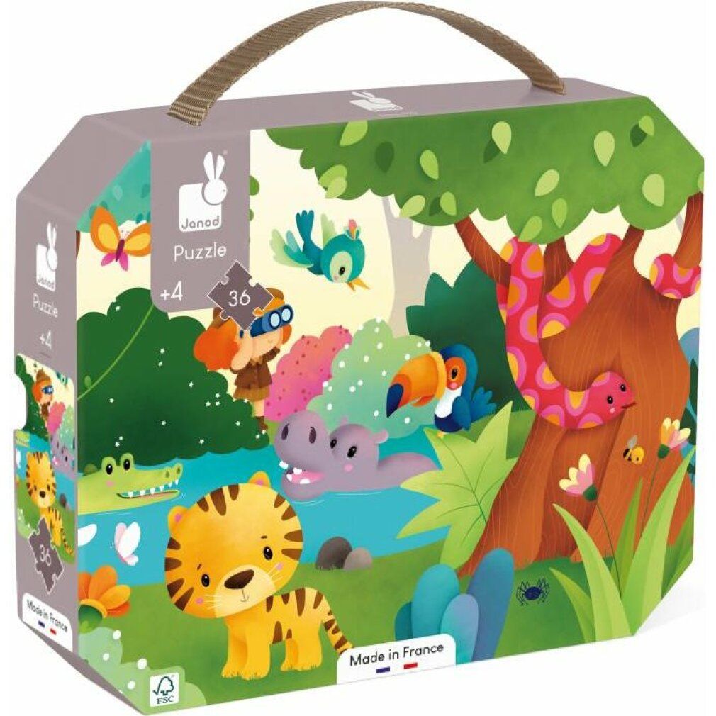 janod puzzle panoramico in astuccio Animali selvatici 36 pezzi