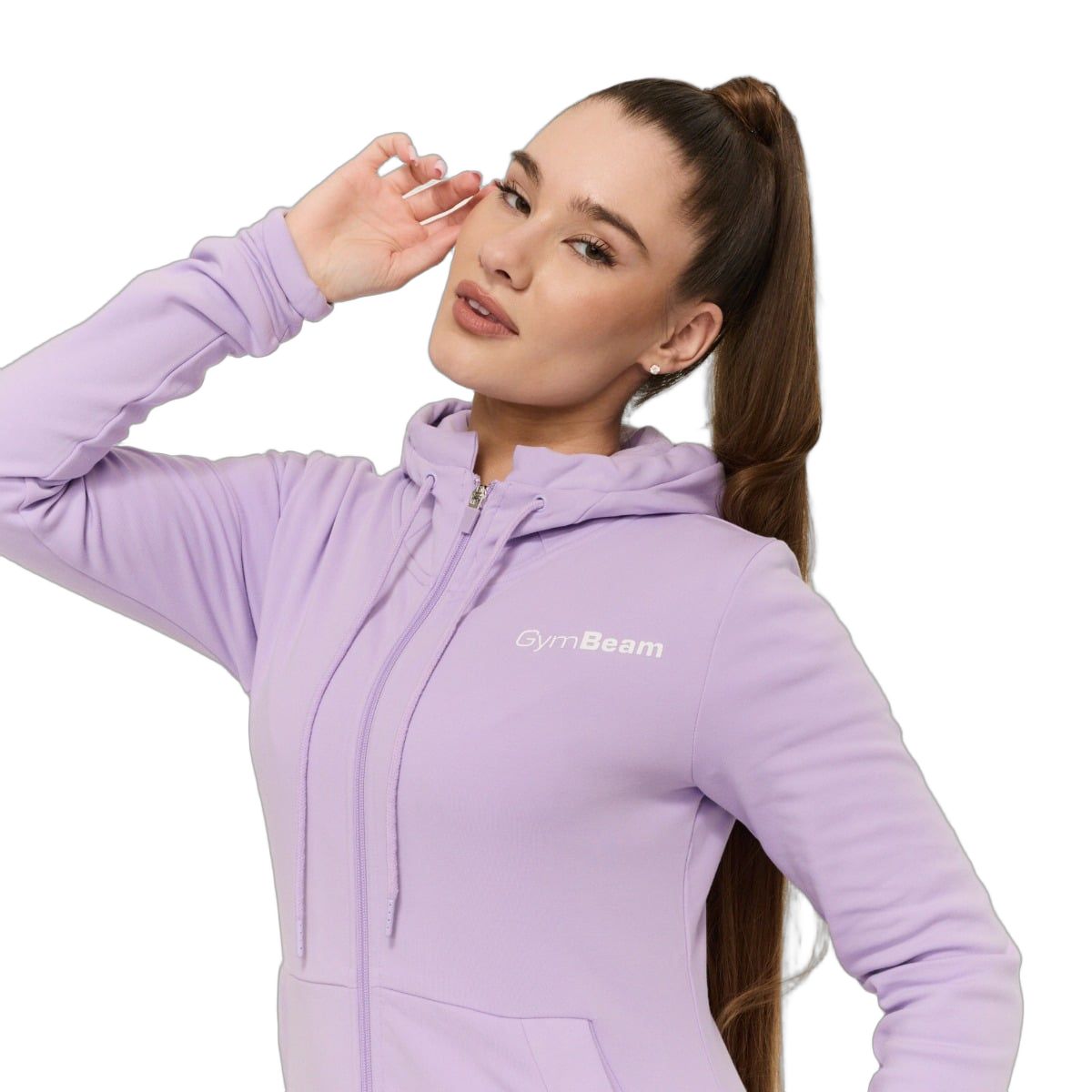 GymBeam Hoodie Damen regular mit Reißverschluss und Kapuze Lavender