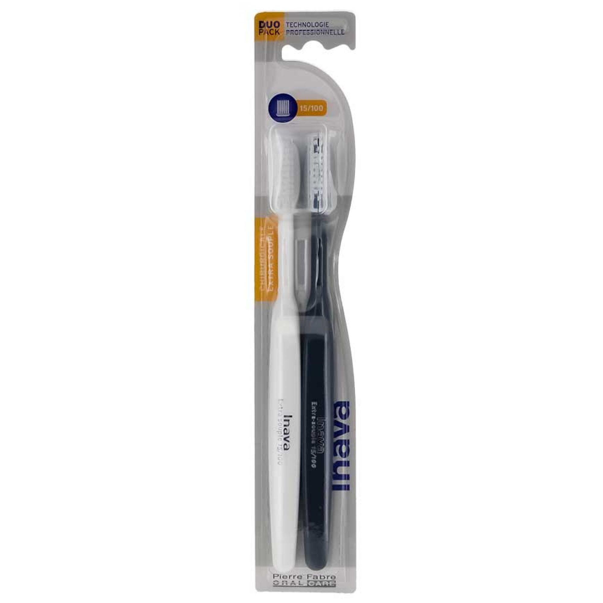 Inava Chirurgische Zahnbürste 15/100 Duo Pack (Farbe: Weiß) 4,3x3x24,5 cm