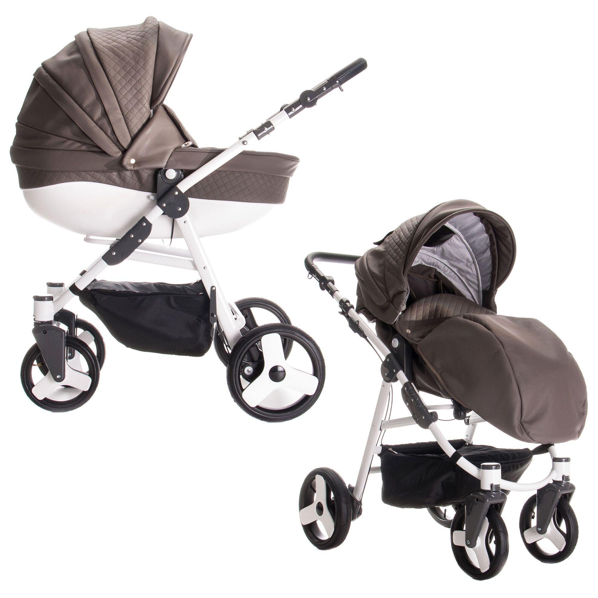 Friedrich Hugo Easy Comfort 2 in 1 Kinderwagen, Taupe & Leatherette