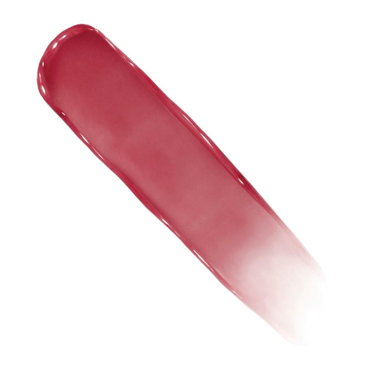 Roter Lippenstift-Abstrich auf weißem Hintergrund. Farbverlauf von intensiv nach transparent.