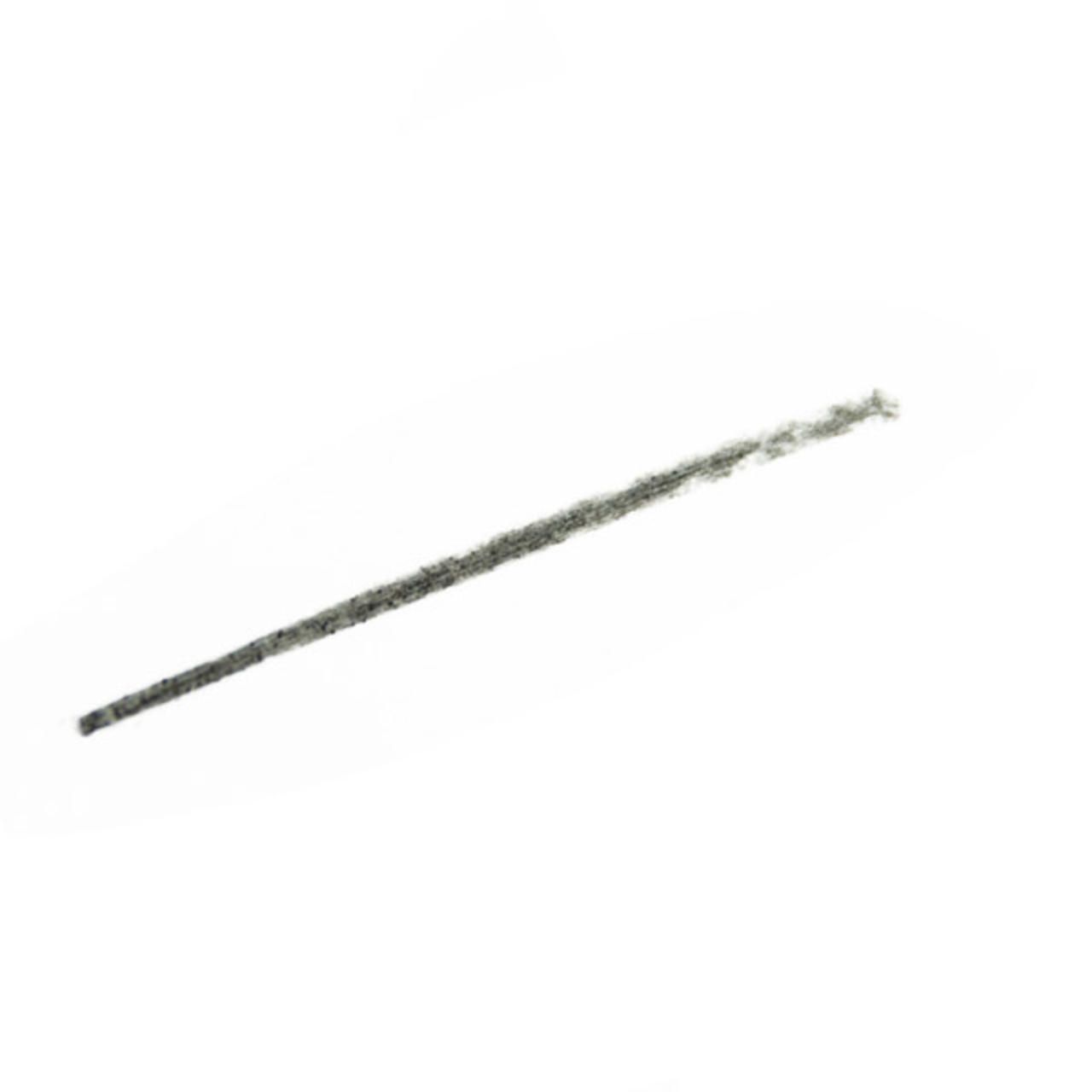 Grauer Augenbrauenstift auf weißem Hintergrund. Spitze leicht abgenutzt.