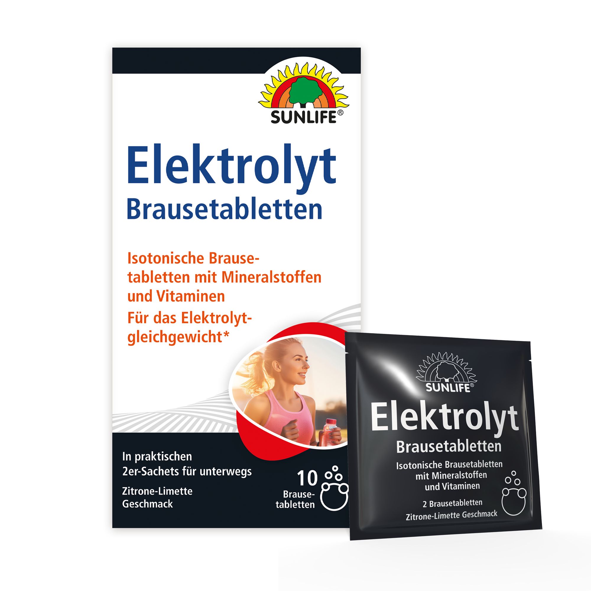 SUNLIFE® Elektrolyte Brausetabletten isotonisch Zitrone-Limette Dextrose Party Reisen Sport