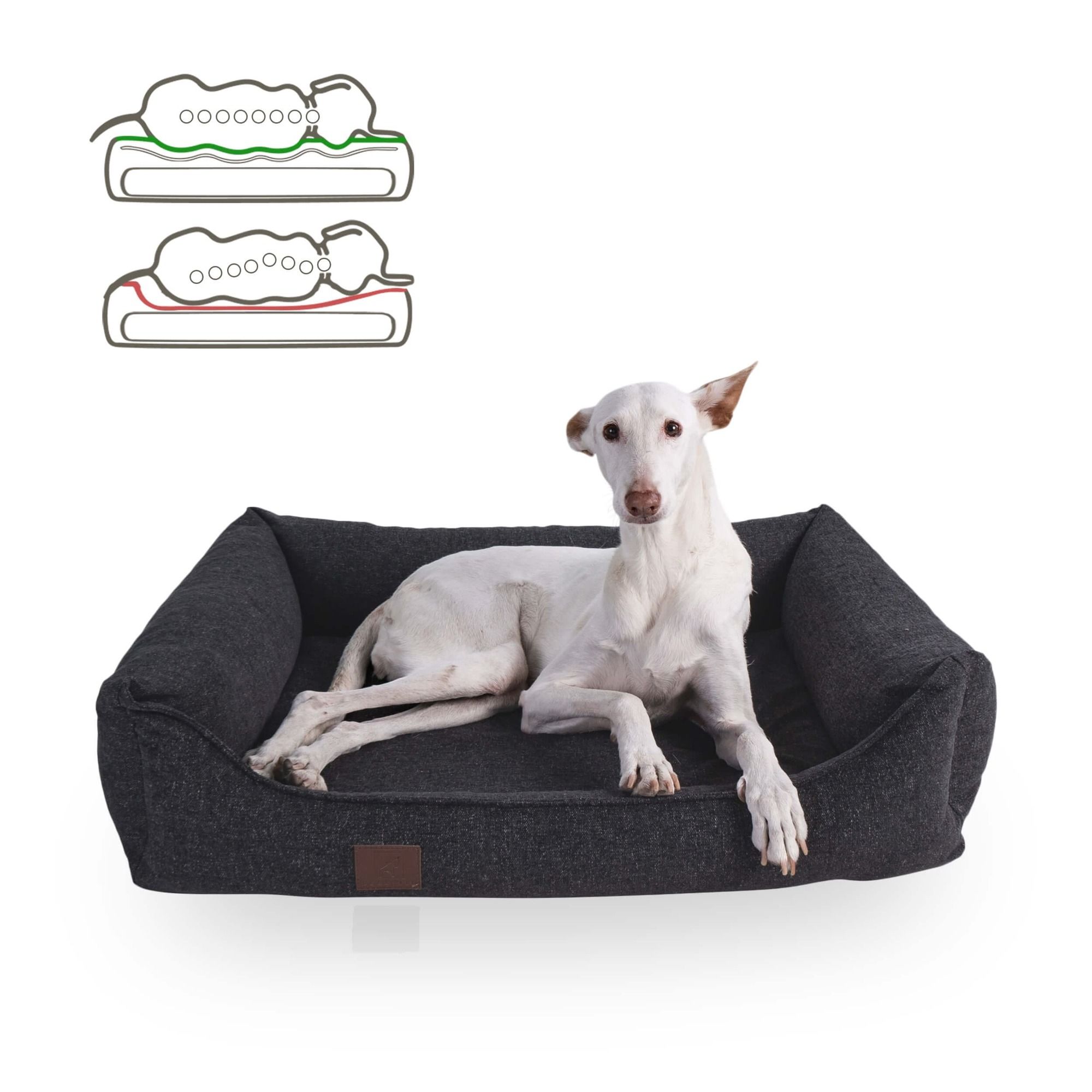orthopädisches Hundebett 'Tessa', Easy Clean-Webstoff, Farbe Dunkelgrau 70 x 55