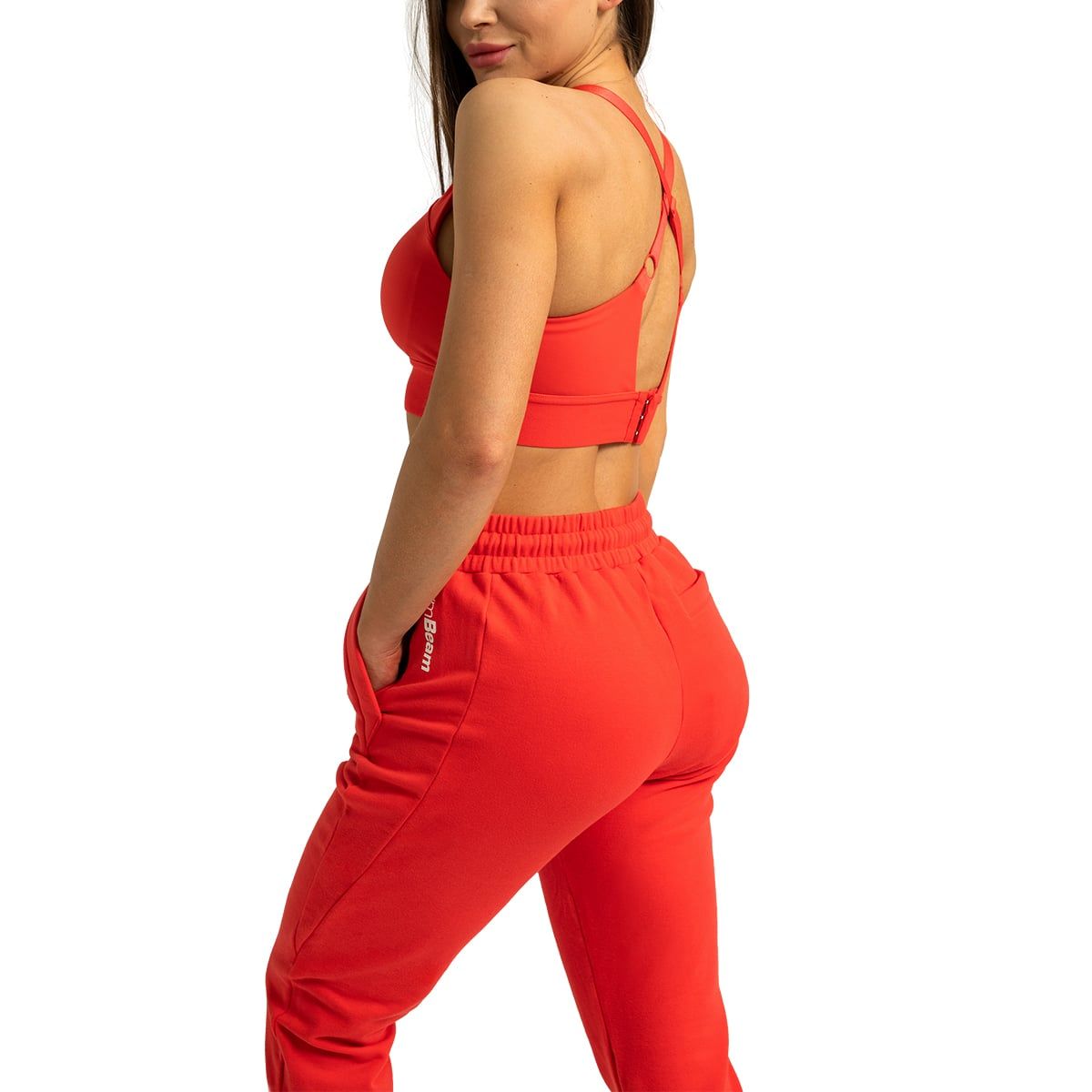 GymBeam Jogginghose Damen Slim mit Kordelzug und Reißverschlusstaschen Hot Red