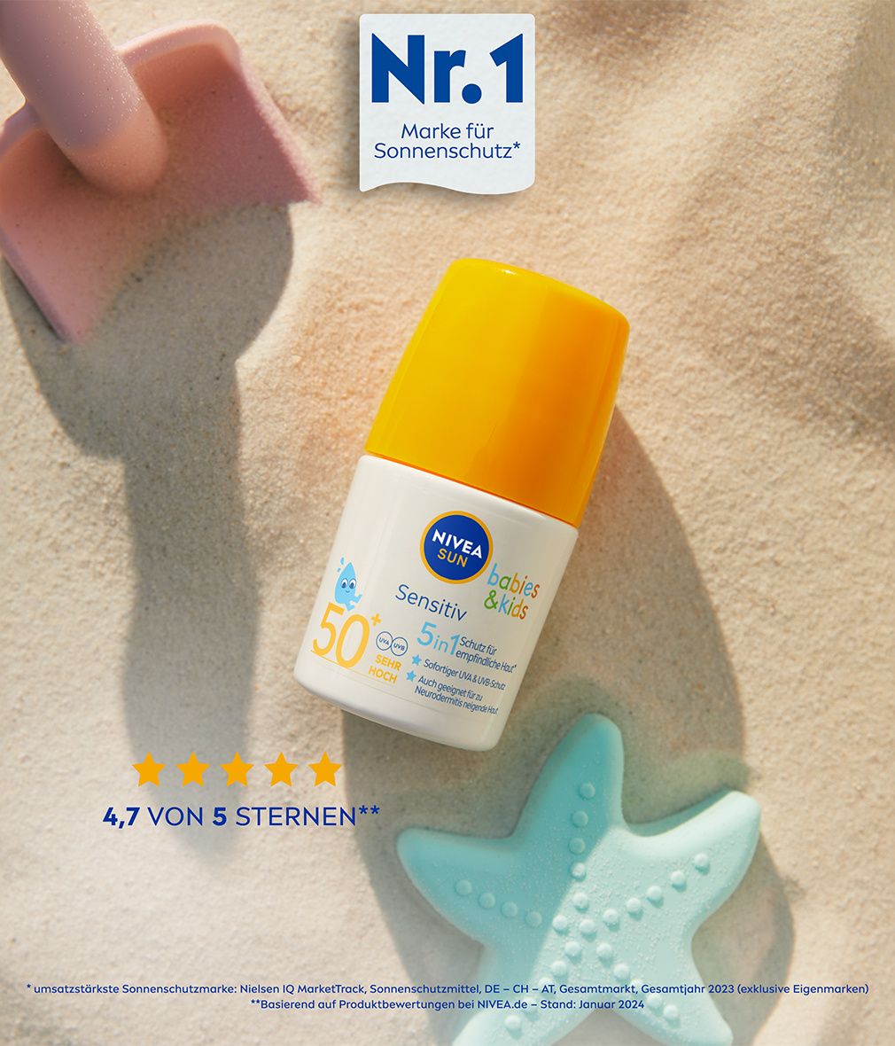 NIVEA SUN Babies & Kids Sensitiv Schutz Sonnenroller LSF 50+