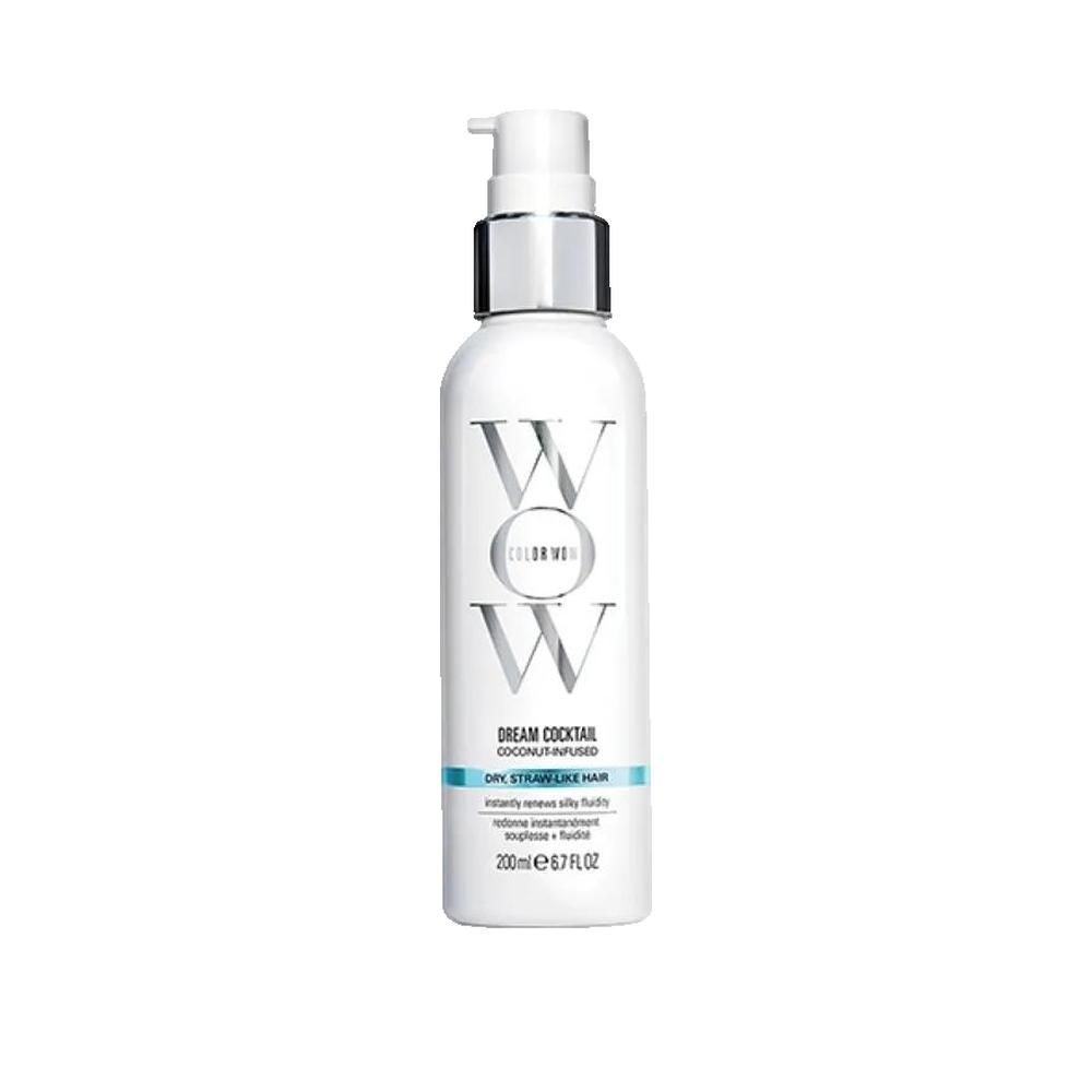 Weiße Flasche mit Sprühkopf. Aufschrift: Color Wow, Dream Cocktail, Leave-in Treatment. 200ml.