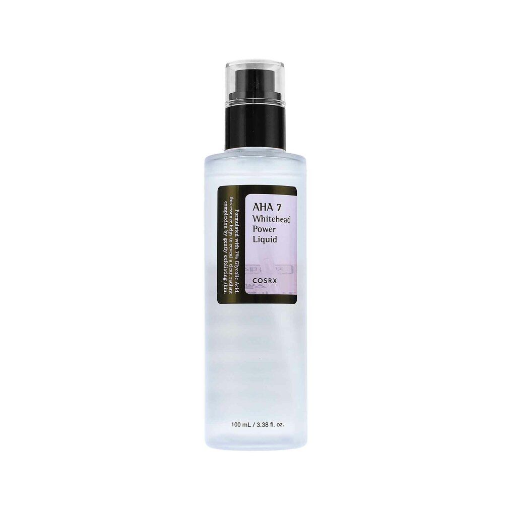 AHA 7 Whitehead Power Liquid, transparente Flasche mit schwarzem Deckel. Aufschrift: AHA 7 Whitehead Power Liquid.