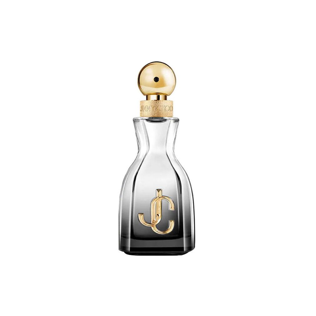 Glasflakon mit goldenem Verschluss. Goldfarbenes Logo. Farbverlauf von transparent zu dunkelgrau.