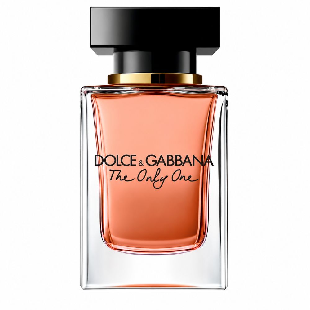 Dolce & Gabbana The Only One Eau de Parfum Flakon mit schwarzem Verschluss und goldenem Ring.