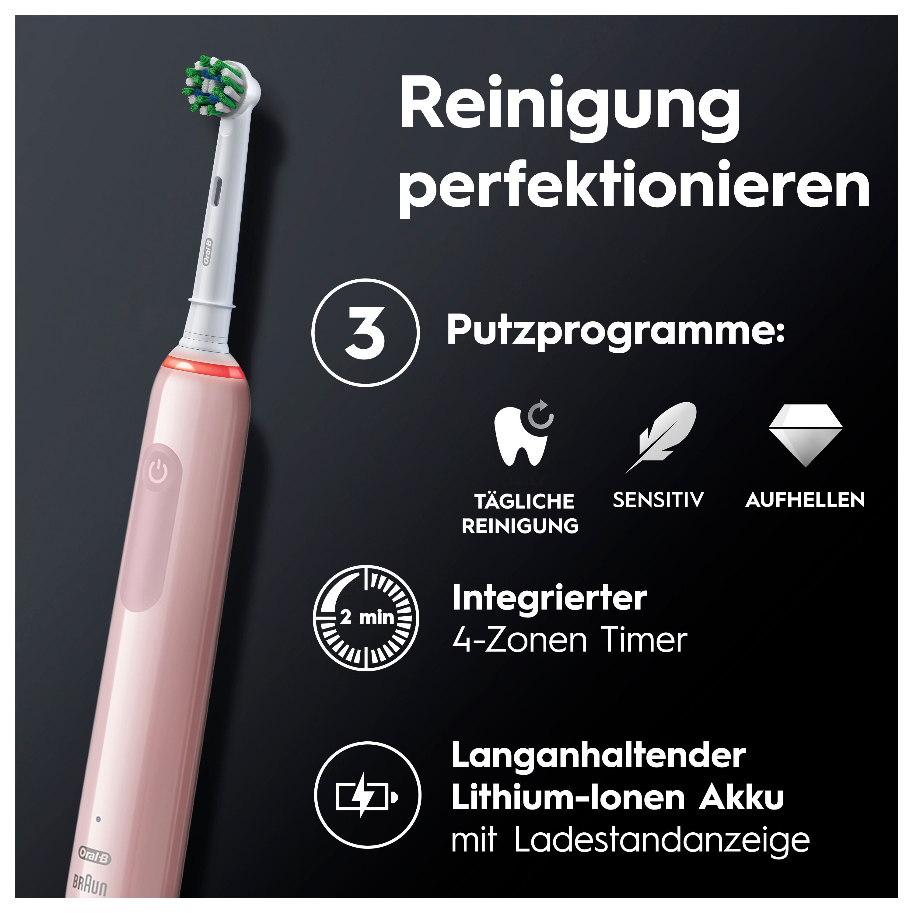 Oral-B - Elektrische Zahnbürste "Pro 3 - Cross Action" Pink