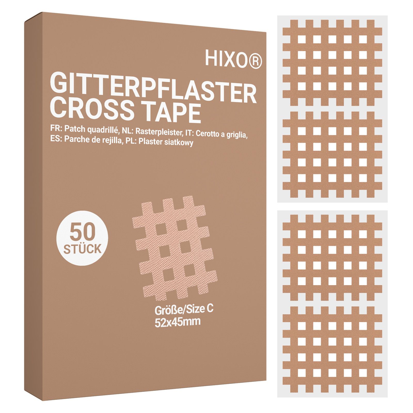 Hixo Gitterpflaster Gittertape Crosstape Akupunktur Pflaster Größe C 50 St
