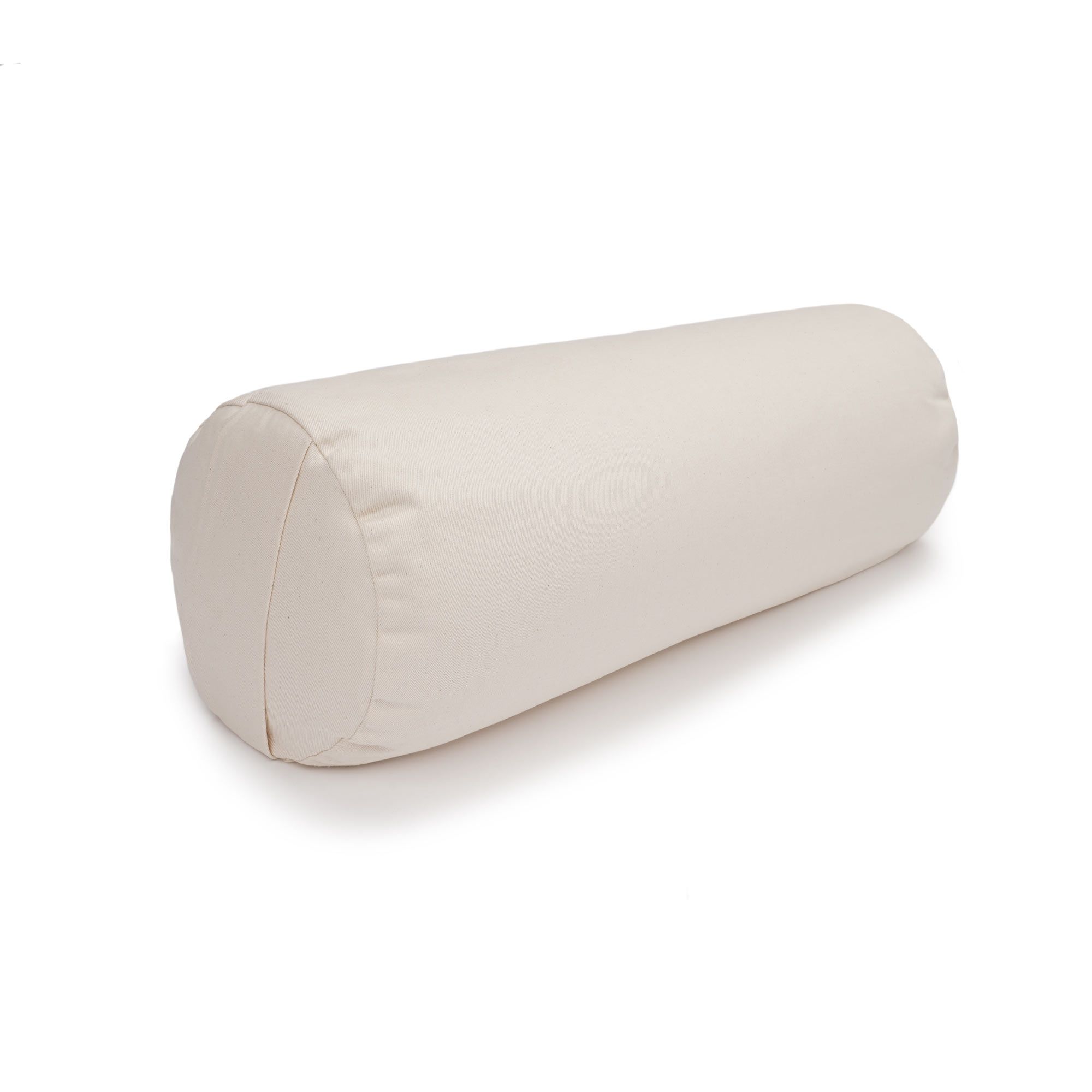 Naturfarbenes Yoga-Bolster aus Baumwolle, zylindrische Form.