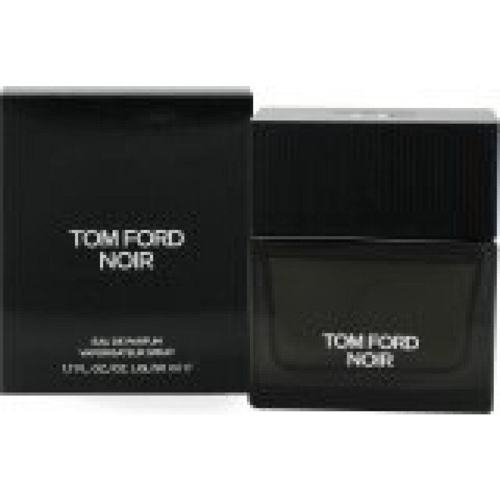 Schwarzer Flakon und Verpackung. Aufschrift TOM FORD NOIR. Flakon mit schwarzem Deckel.