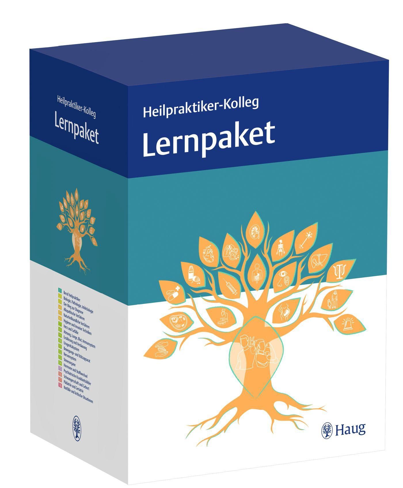 Lernpaket-Box mit Titel und Logo. Aufdruck: Baum mit Symbolen. Herstellerlogo Haug.