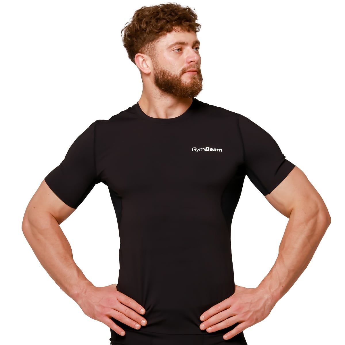 GymBeam T-Shirt Herren Slim kurzarm Black Mid Kompression 1 St