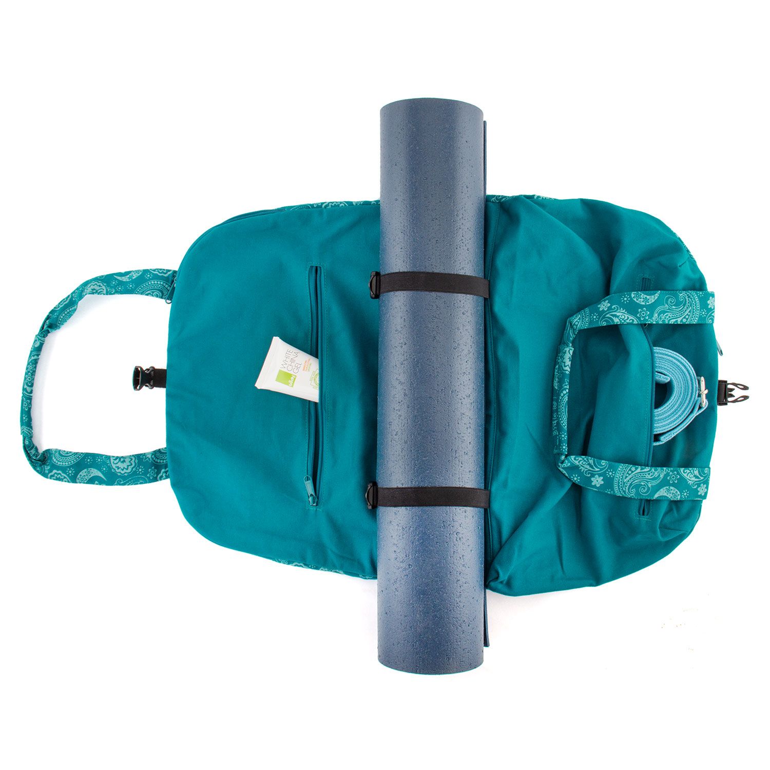 bodhi Maharaja Collection: Gemusterte Yoga Bag NAMASTÉ "Paisley", petrol